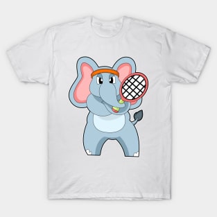 Elephant at Tennis with Tennis racket T-Shirt